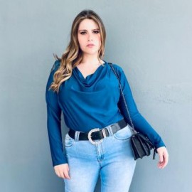 Blusa elegante de satín Tallas Extras, 1787 (Petroleo)