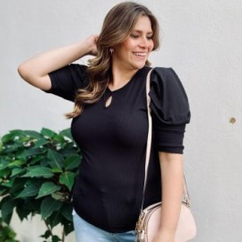 Blusa acanalada Tallas Extras, 1748 (Negro)