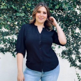 Blusa camisera Tallas Extras, 0902 (Negro)