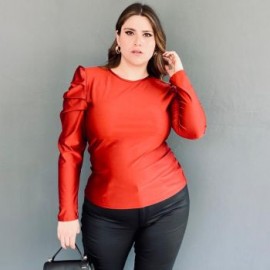 Blusa de manga farol tallas extras, 1800 (Ladrillo)