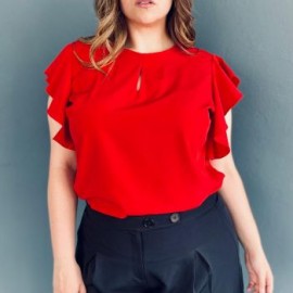 Blusa de chifón tallas extras, 2668 (Rojo)