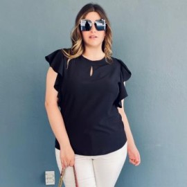 Blusa de chifón tallas extras, 2668 (Negro)