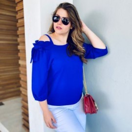 Blusa de chiffon con un hombro abierto BL-MIC- 1735