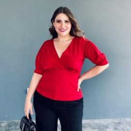 Blusa escote V, tallas extras 1772 (Rojo)