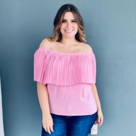 Blusa capa plisada (talla extra), modelo 0440 (Rosa)