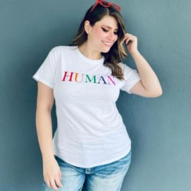Playera talla extra, modelo 9001-42 human (Blanco)