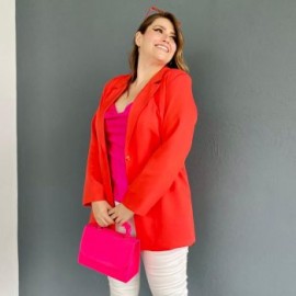 Blazer con botón en talla extra, modelo 7105 (Naranja)
