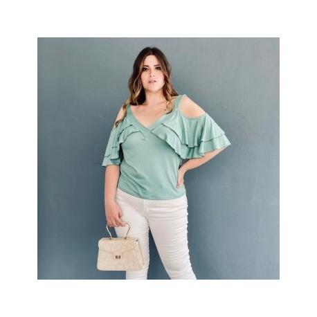 Blusa manga caída talla extra, modelo 1732 (Menta)
