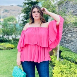 Blusa strapless con doble capa en talla extra, modelo 1652 (Fiusha)