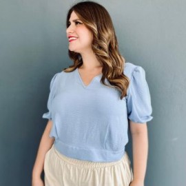 Blusa con abertura posterior (talla extra), modelo 0402 (Azul)