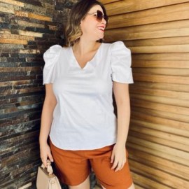 Blusa de popelina talla extra, modelo 2127 (Blanco)