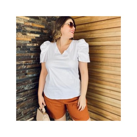 Blusa de popelina talla extra, modelo 2127 (Blanco)