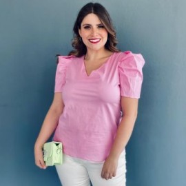 Blusa de popelina talla extra, modelo 2127 (Rosa)