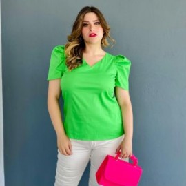 Blusa de popelina talla extra, modelo 2127 (Verde)