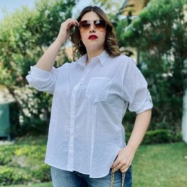 Camisa oversize talla extra, modelo 0707 (Blanco)