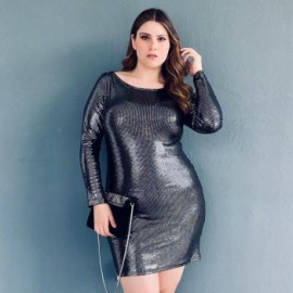 Vestido Sexy de Lentenjuelas Roman Fashion, Tallas Extras 3696