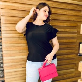 Blusa satinada talla extra, modelo 1777 (Negro)
