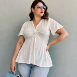 Blusa corte A talla extra, modelo 1710 (Blanco)