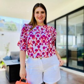 Blusa sublimada en talla extra, modelo 1147 (Magenta)