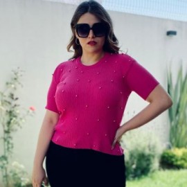 Blusa tejida talla extra, modelo 2026 (Fiusha)