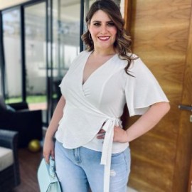 Blusa de manga amplia (talla extra), modelo 0416 (Blanco)