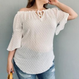 Blusa fresca en talla extra, modelo 1628 (Blanco)