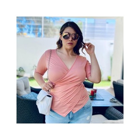 Blusa casual talla extra, modelo 1670 (Rosa)