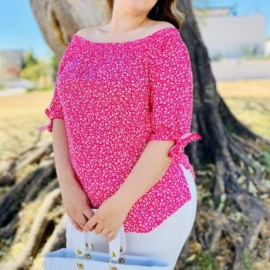 Blusa campesina talla extra, modelo 1608 (Fiusha floreado)