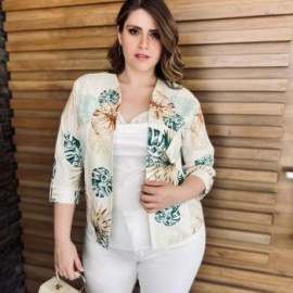 Blazer de lino en talla extra, modelo 7159 (Beige tropical)