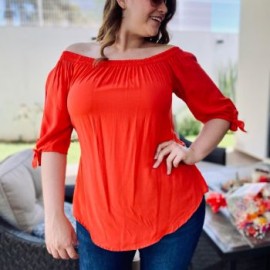 Blusa campesina talla extra, modelo 1608 (Naranja)