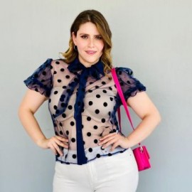 Blusa de botones en talla extra, modelo 9781 (Marino)