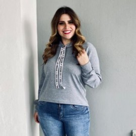 Sudadera asimetrica en talla extra, modelo 8027 (Gris)