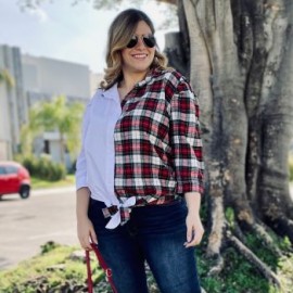 Camisa talla extra,2 texturas, modelo 1928 (verde-rojo)