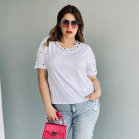 Blusa con pedrería, modelo 3022-L