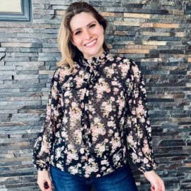 Blusa de chiffon con manga larga, modelo 4200