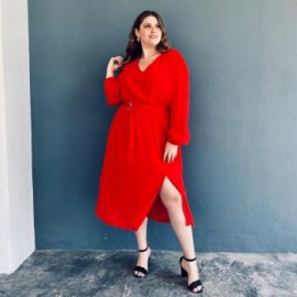 Vestido midi Tallas Extras, 1992 (Rojo)