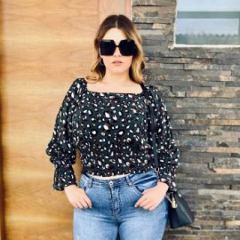 Blusa Print Manga Larga 1766