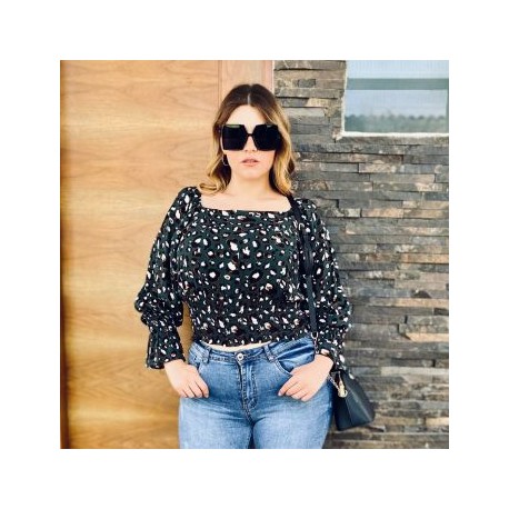 Blusa Print Manga Larga 1766