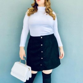 Falda con botonadura Tallas Extras, 2104 (Negro)