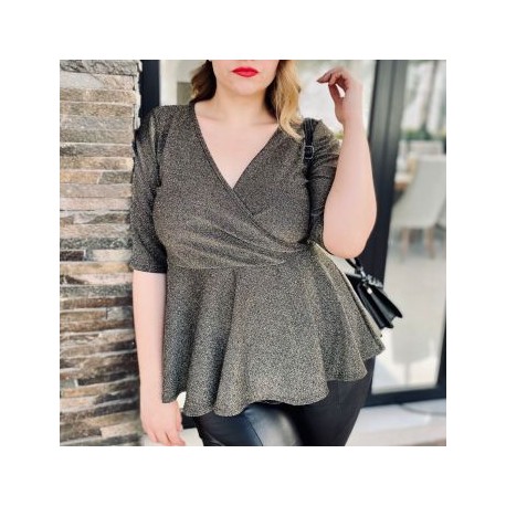 Blusa Con Brillo Corte Peplum 1759
