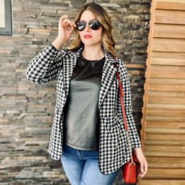 Blazer de cuadros con forro 11803