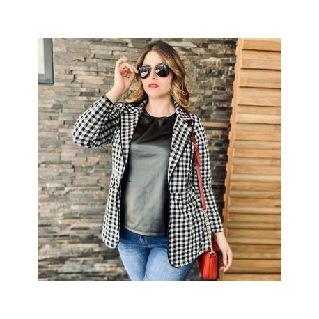 Blazer de cuadros con forro 11803