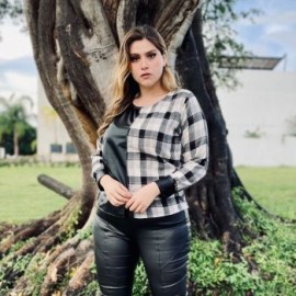 Blusa Combinada Cuadros/Vinipiel 334
