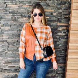 Blusa Combinada Cuadros/Vinipiel 334