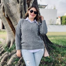 Maxi Suéter Con Perlas Línea Premium 4002