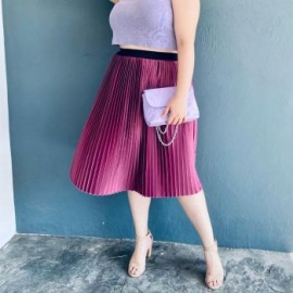 Falda plisada de satín Tallas Extras, 2122 (Mulberry)