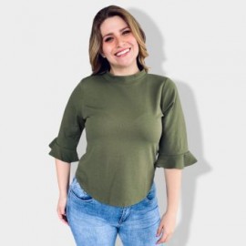 Blusa Premium con manga 3/4 terminacion de olanes 012