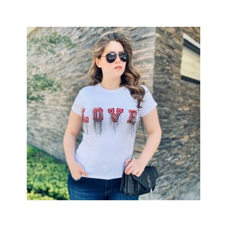 Playera Super Strech Premium *LOVE* con cadenas BL-RF- 310