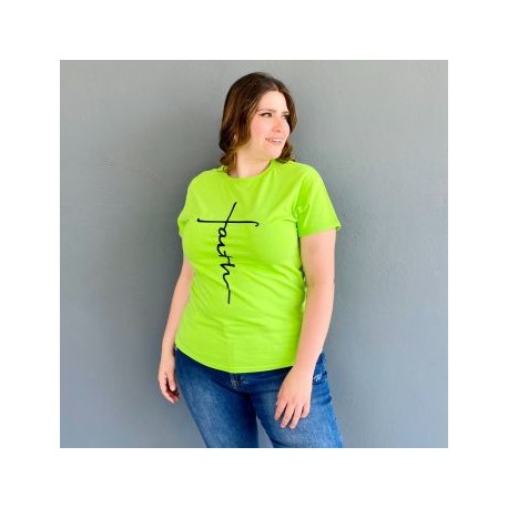 Playera Roman Fashion /Tallas Extras, 9001-13 FAITH (Verde)