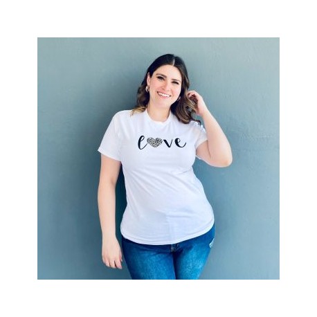 Playera Roman Fashion /Tallas Extras, 9001-50 LOVE (Blanco)